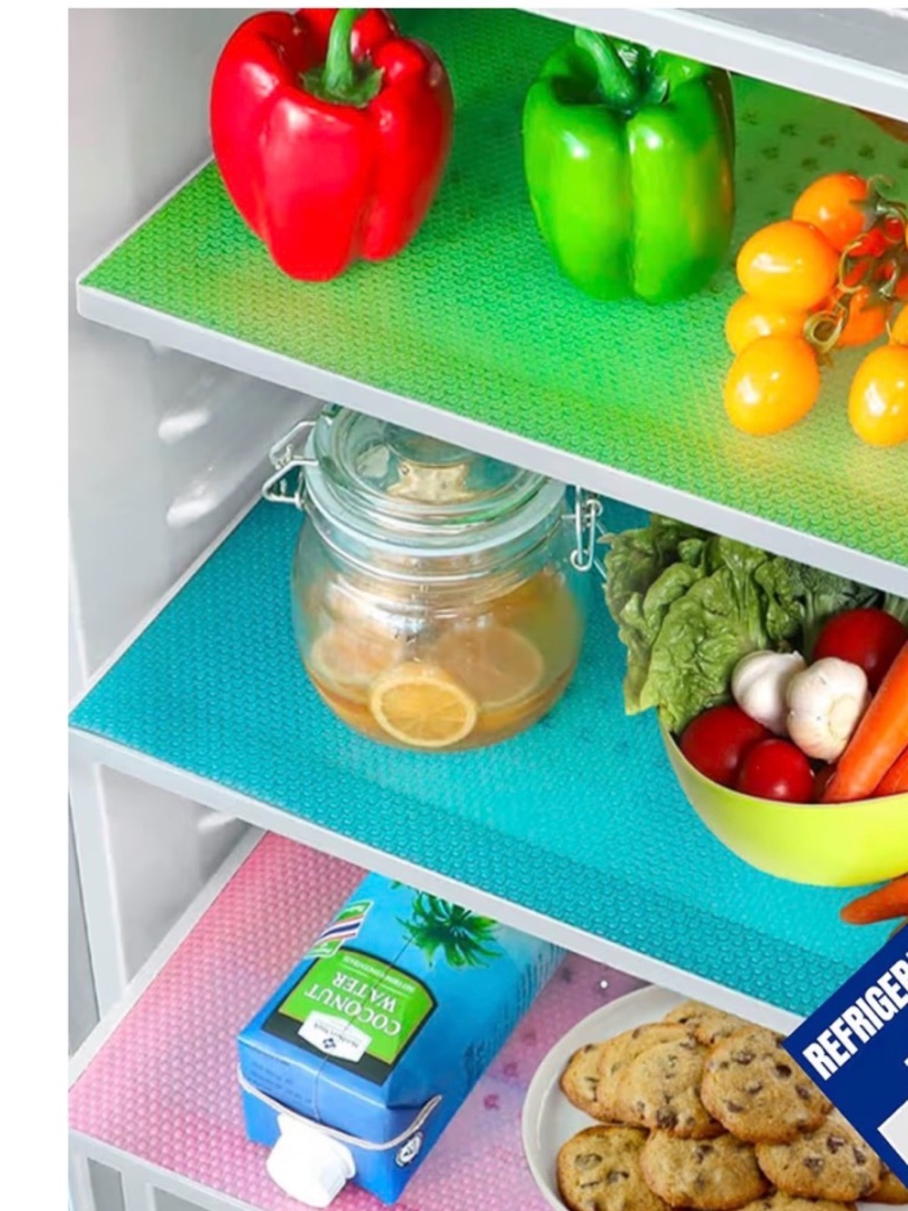 9 Pack Colorful Refrigerator Liners Washable Non‎ Slip Shelf Mats